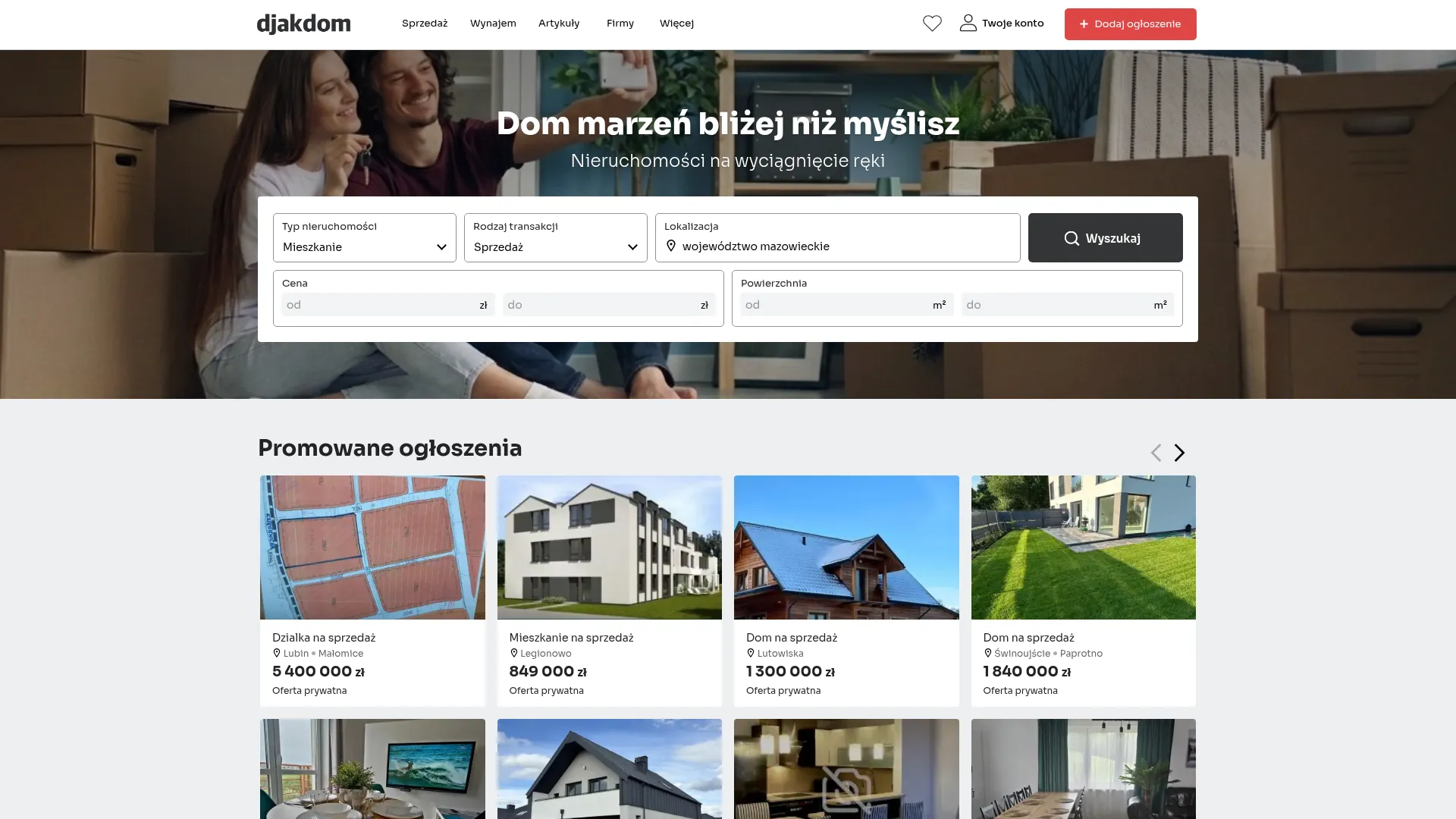 Zrzut ekranu djakdom.pl